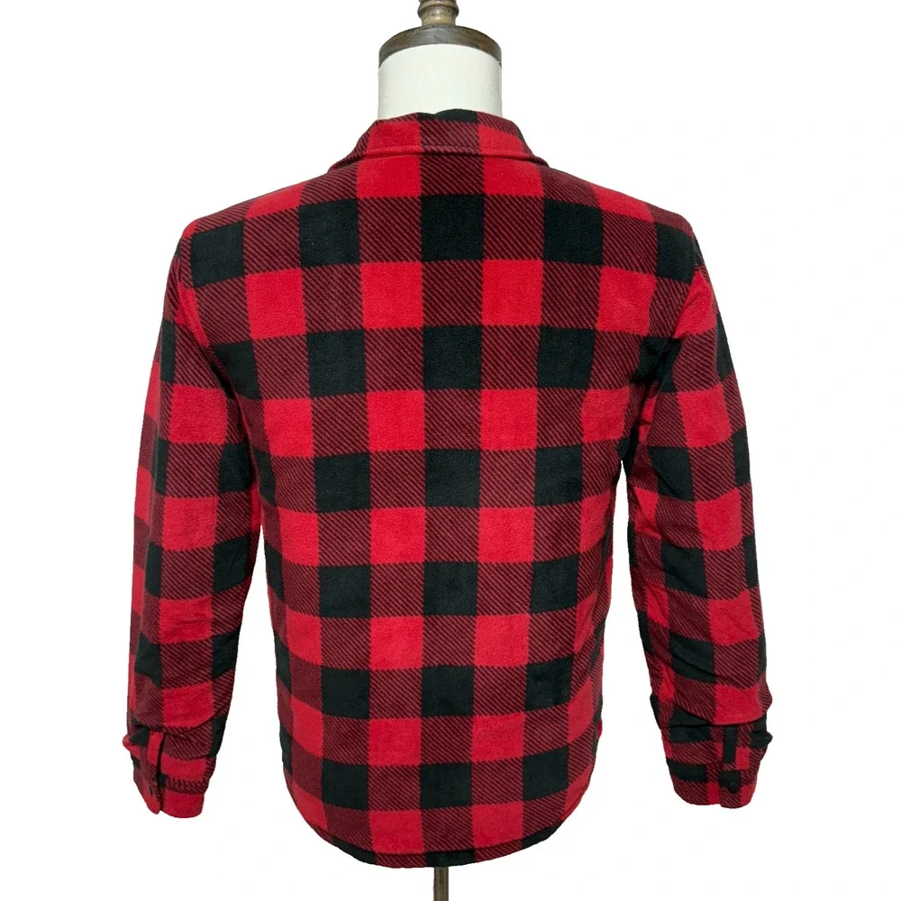 Eddie Bauer Jacket Boys XL 16 Red Black Buffalo Plaid Fleece Snap Pockets‎ Warm